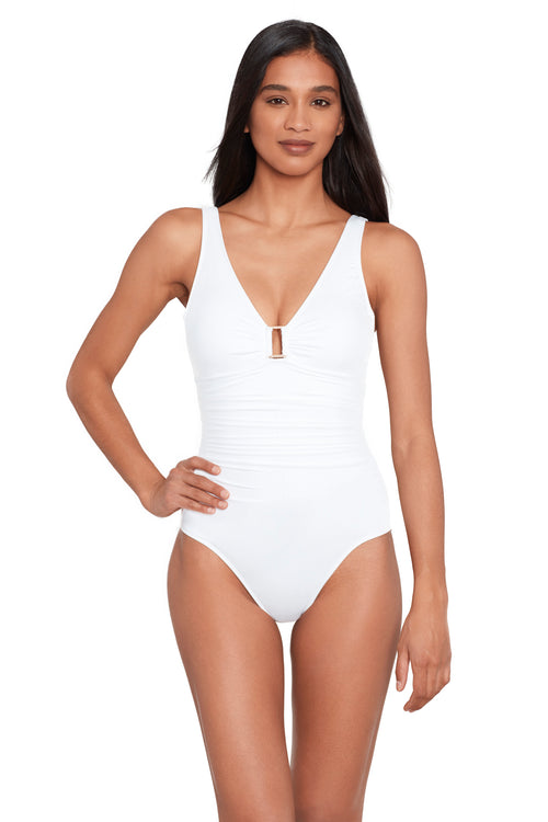 Beach Club Ring Front White Underwired Swimsuit