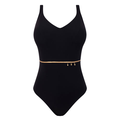 Cosmic Black V Neck Swimsuit