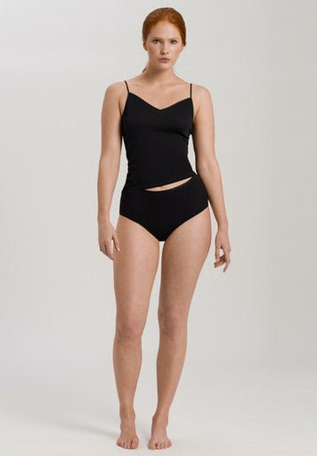 Cotton Seamless Spaghetti Top Black