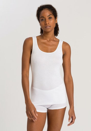 Hanro Cotton White Seamless Sleeveless Vest