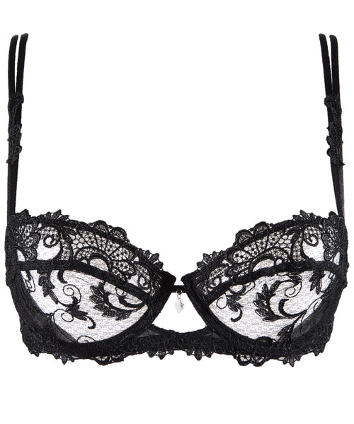 Dressing Floral Black Half Cup Bra