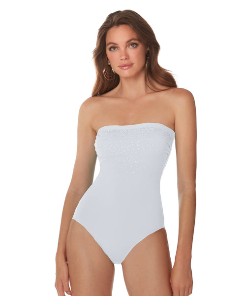 Diamond Cristal Bandeau Swimsuit White