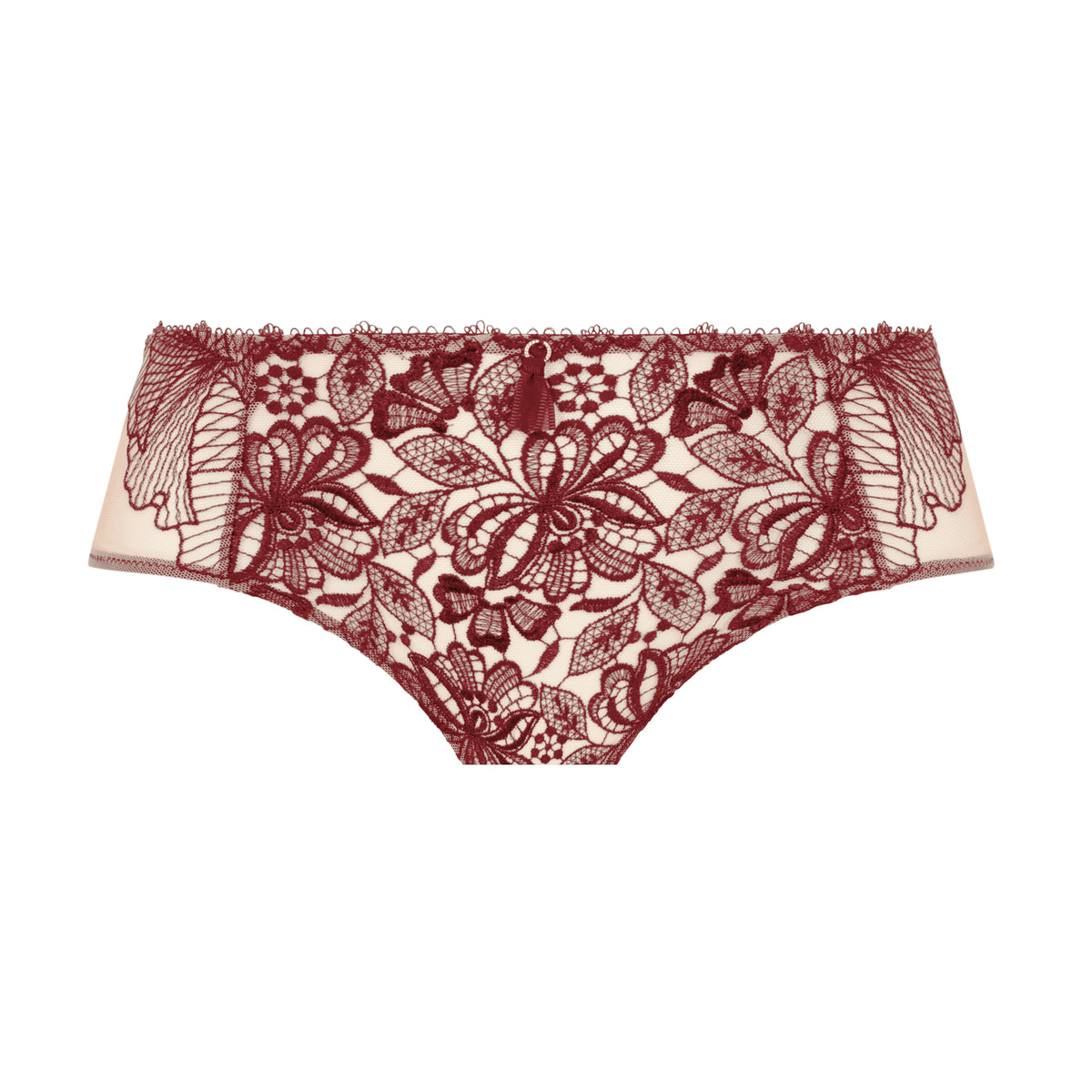 Lace underwear with floral pattern on a white background