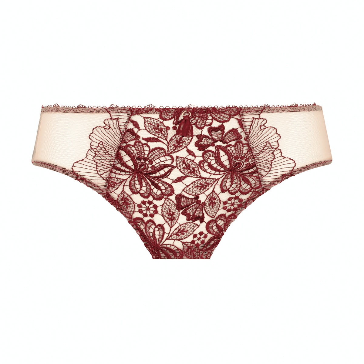 Lace underwear with floral pattern on a white background