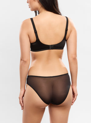 Black lingerie set on a plain background