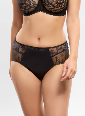 Black lace lingerie set on a white background