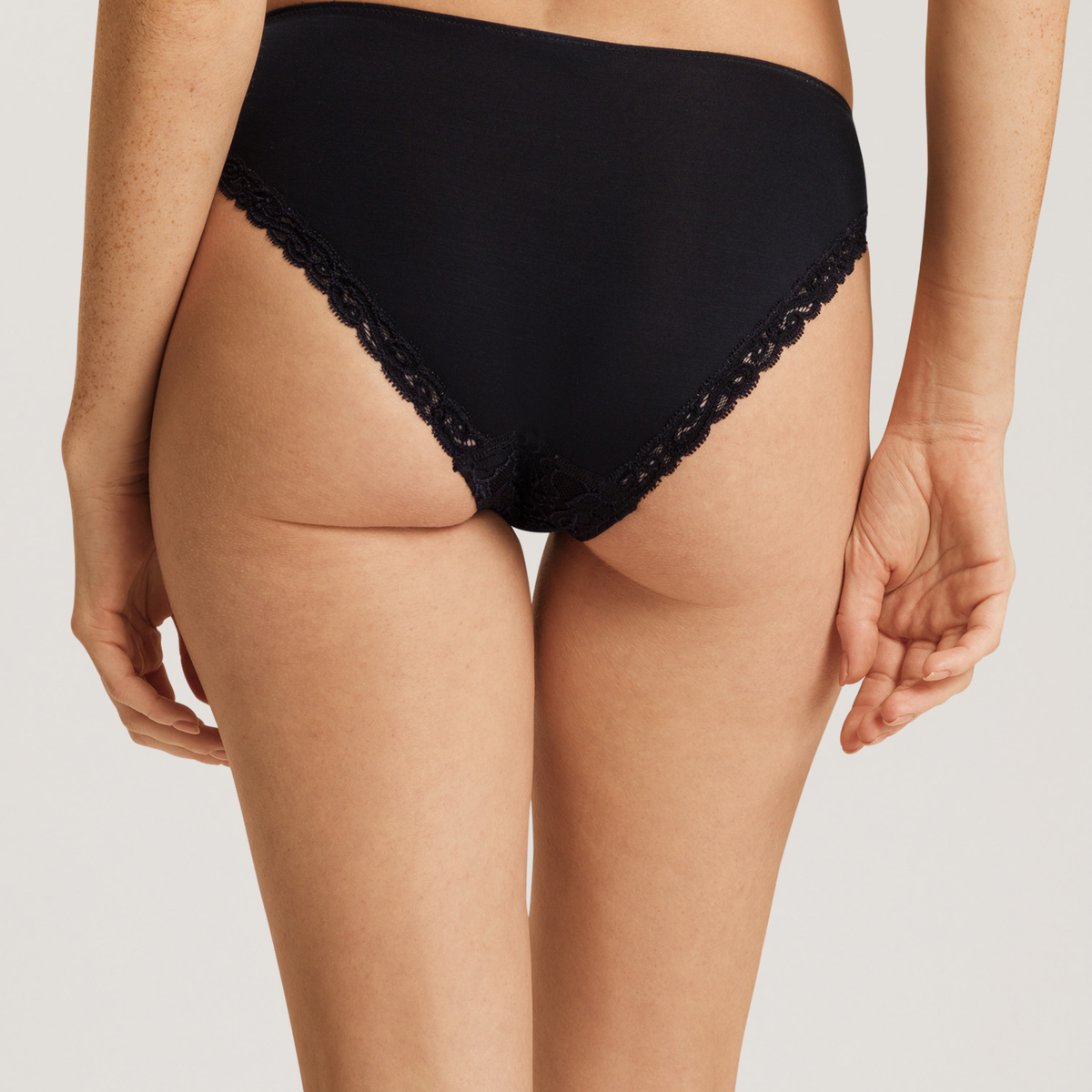Moments Hipster Brief Black Cotton Full Lace