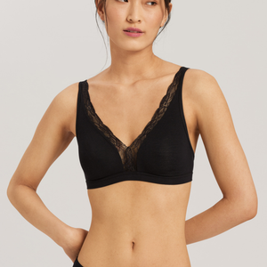 Soft Cup Bra Black Cotton Lace