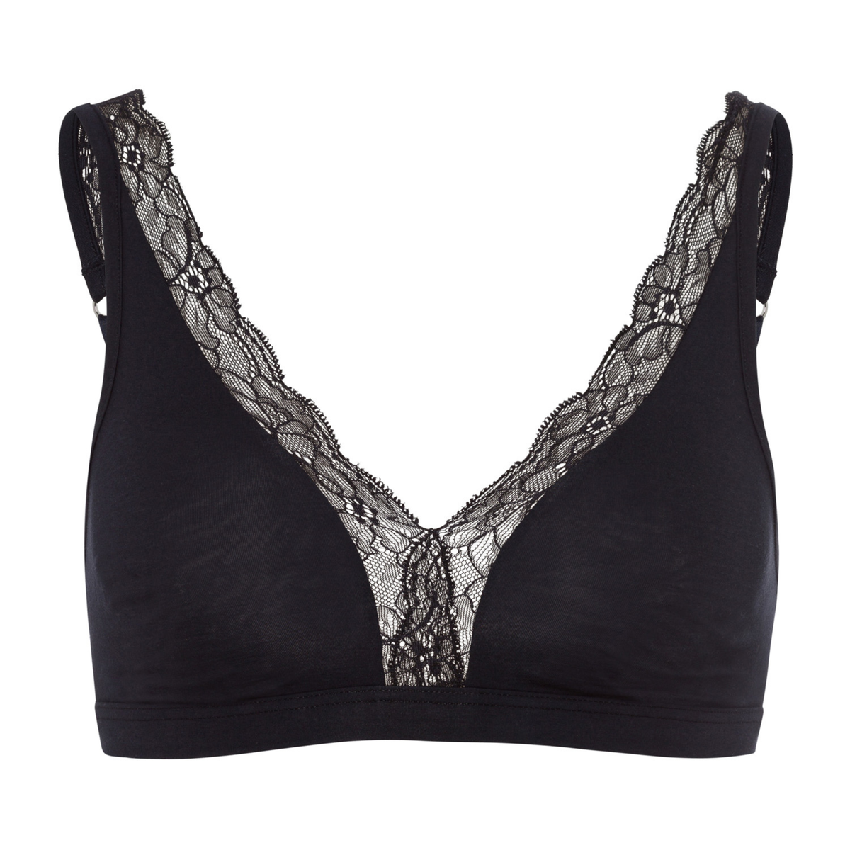 Soft Cup Bra Black Cotton Lace
