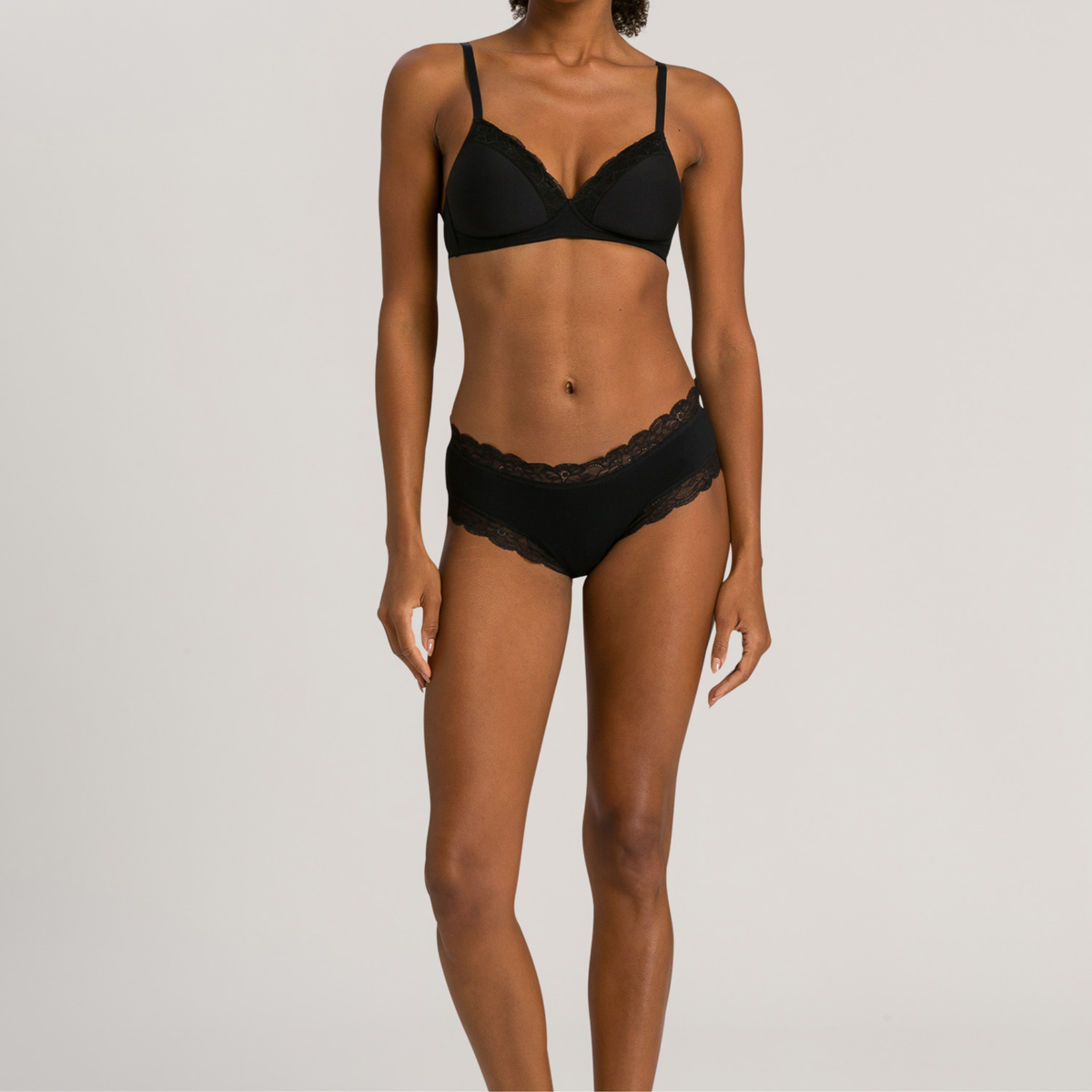 Hipster Brief Black Cotton Lace