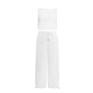 Beachwear White Top and Pant Cover Up Set
