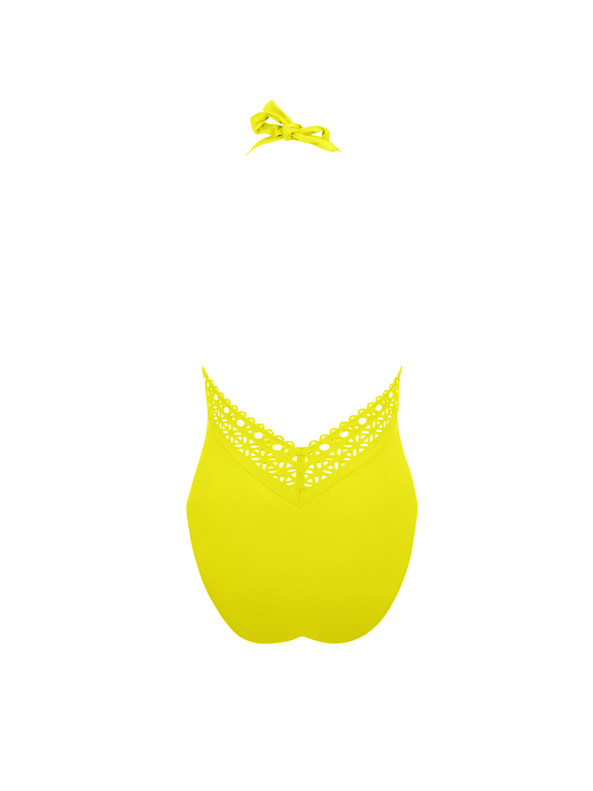 Ajourage Couture Yellow Plunging Front and Back Halter Swimsuit