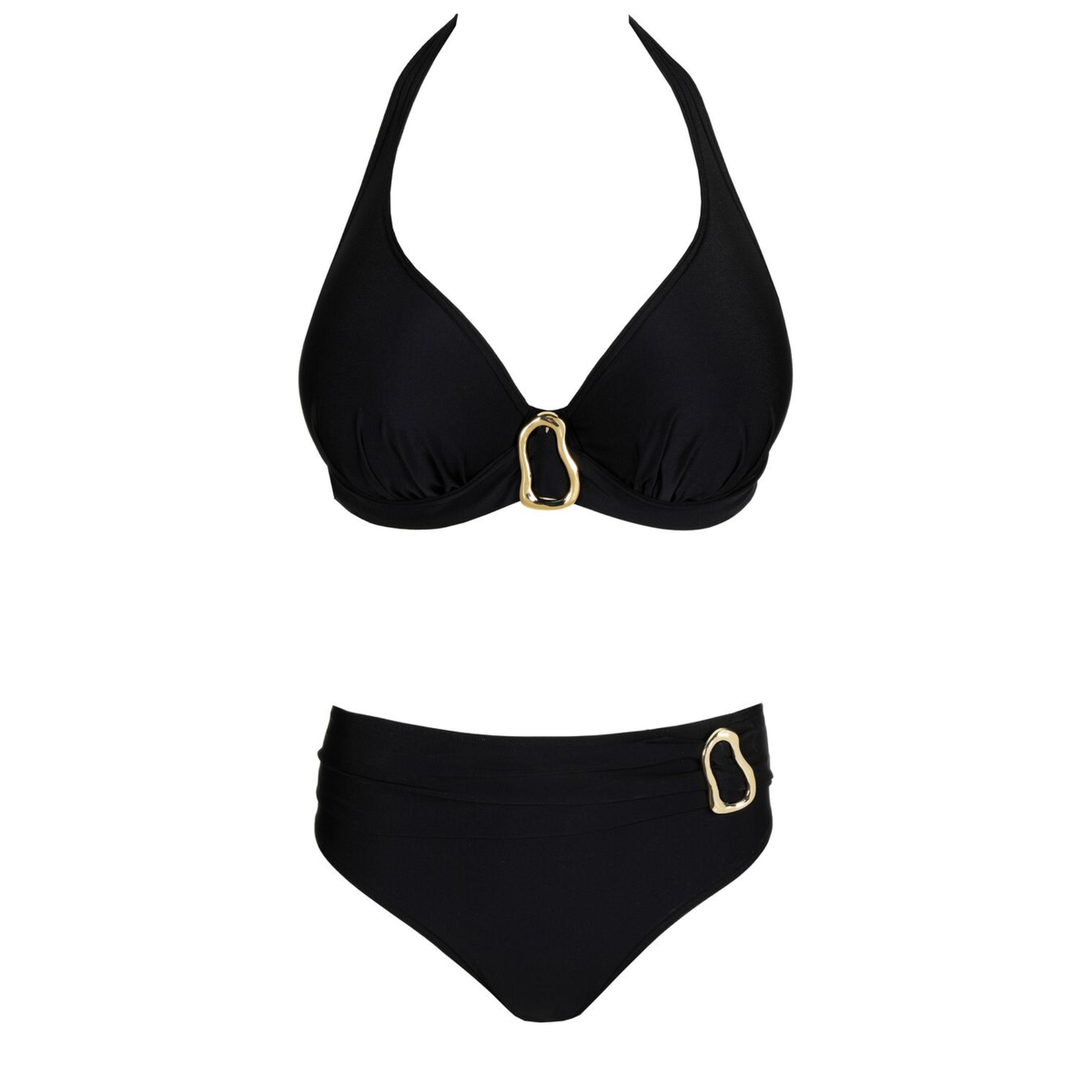 Uvita Black Padded Plunge Full Brief Bikini