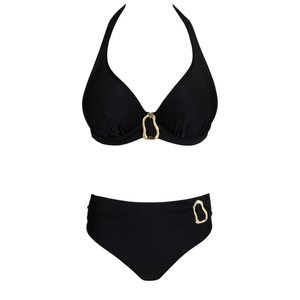 Uvita Black Padded Plunge Full Brief Bikini