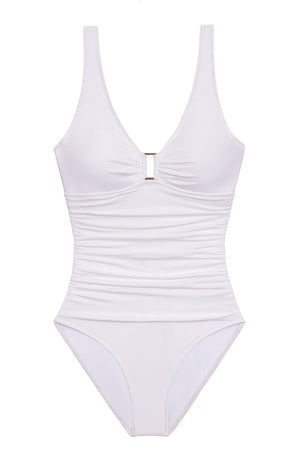 Beach Club Ring Front White Underwired Swimsuit