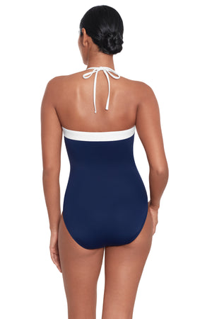 Bel Air Bandeau Navy and White Swimsuit