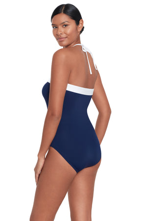Bel Air Bandeau Navy and White Swimsuit