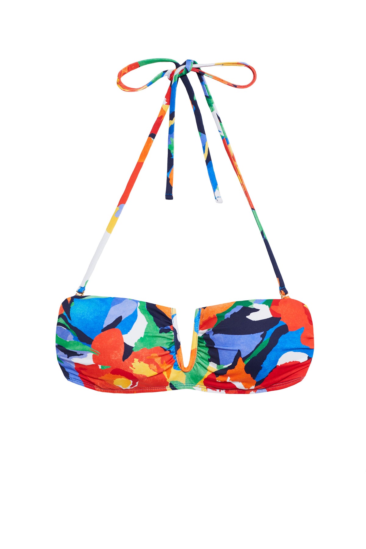 Bold Abstract Floral V Wired Bandeau Bikini