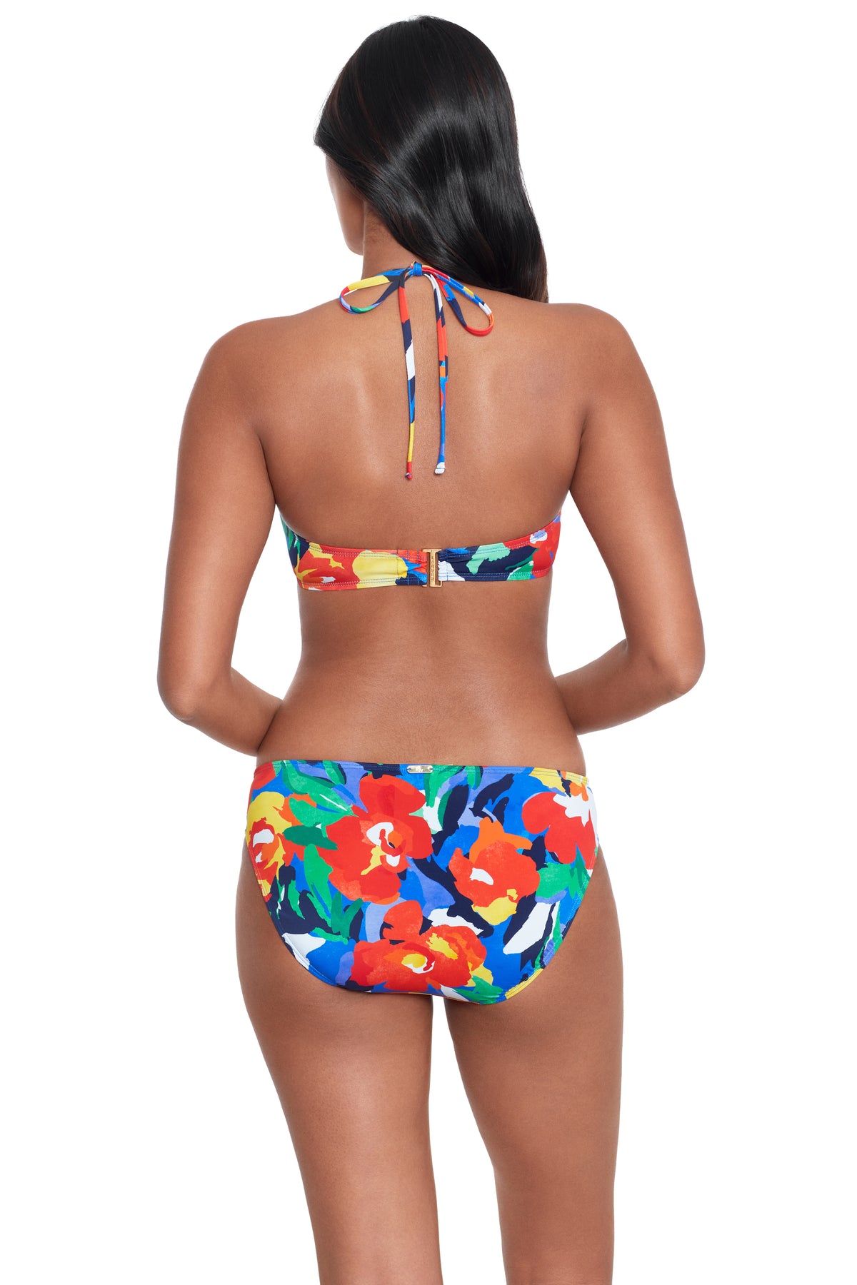 Bold Abstract Floral V Wired Bandeau Bikini