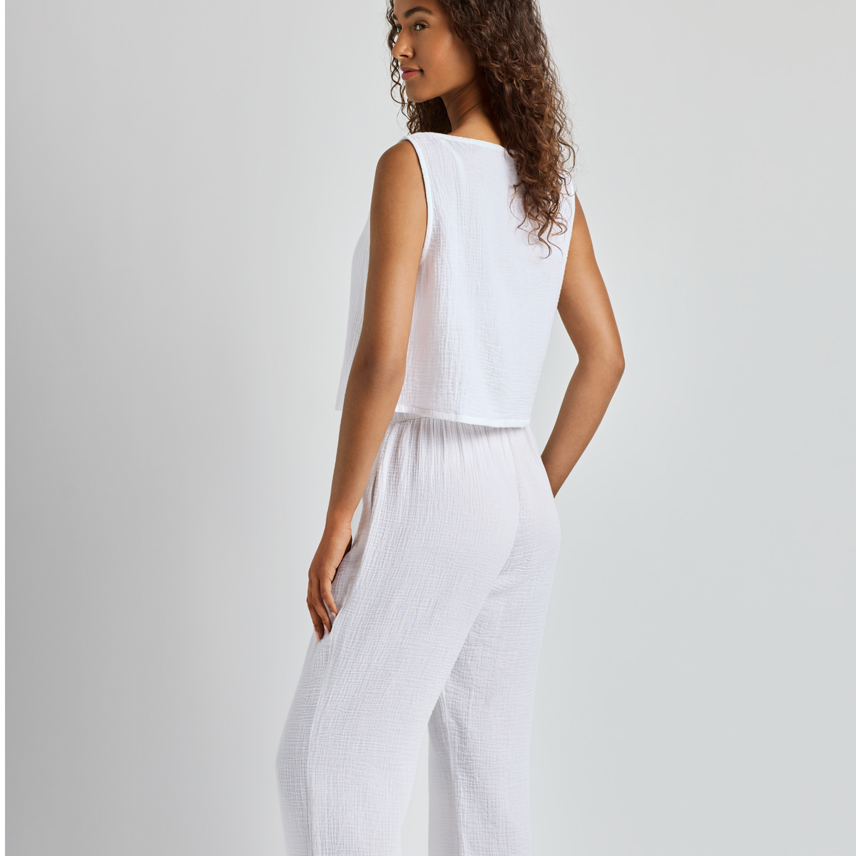 Beachwear White Top and Pant Cover Up Set