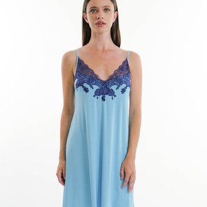 Pale Blue and Navy Strappy Chemise