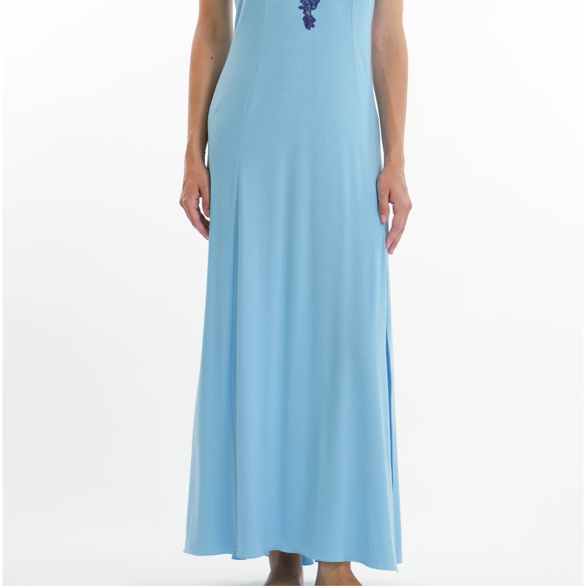 Pale Blue and Navy Long Nightgown