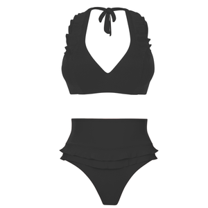 Glam Black Underwired Halterneck Full Brief Bikini