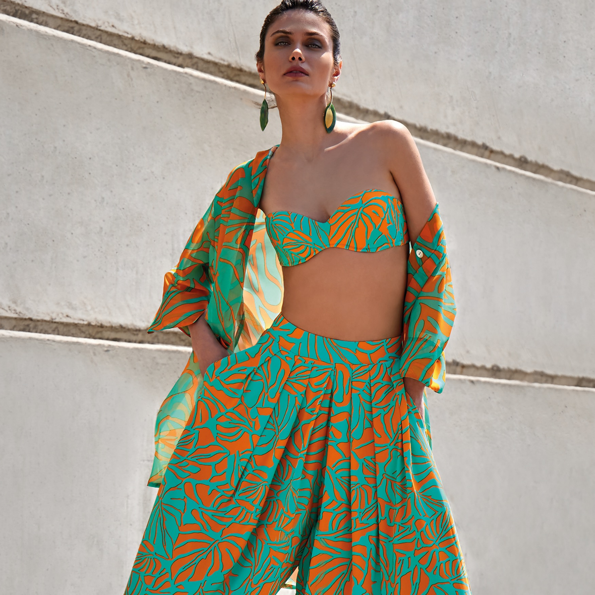 Palma Daisy Green & Orange Pants