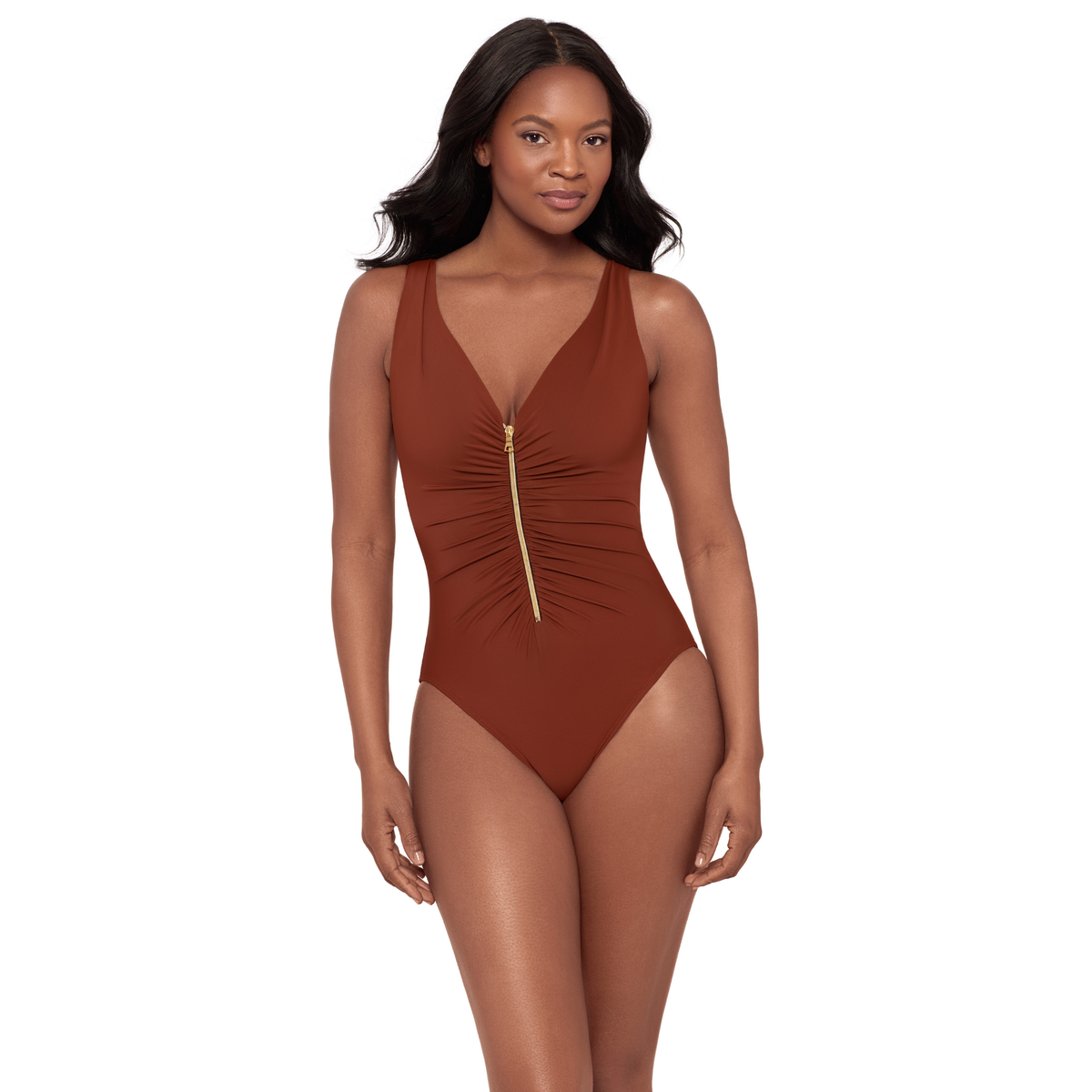 Razzle Dazzle Zipt Copper Swimsuit