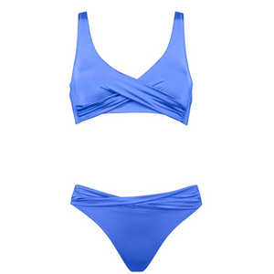 Shimmering Solids Bikini Spring Water Blue