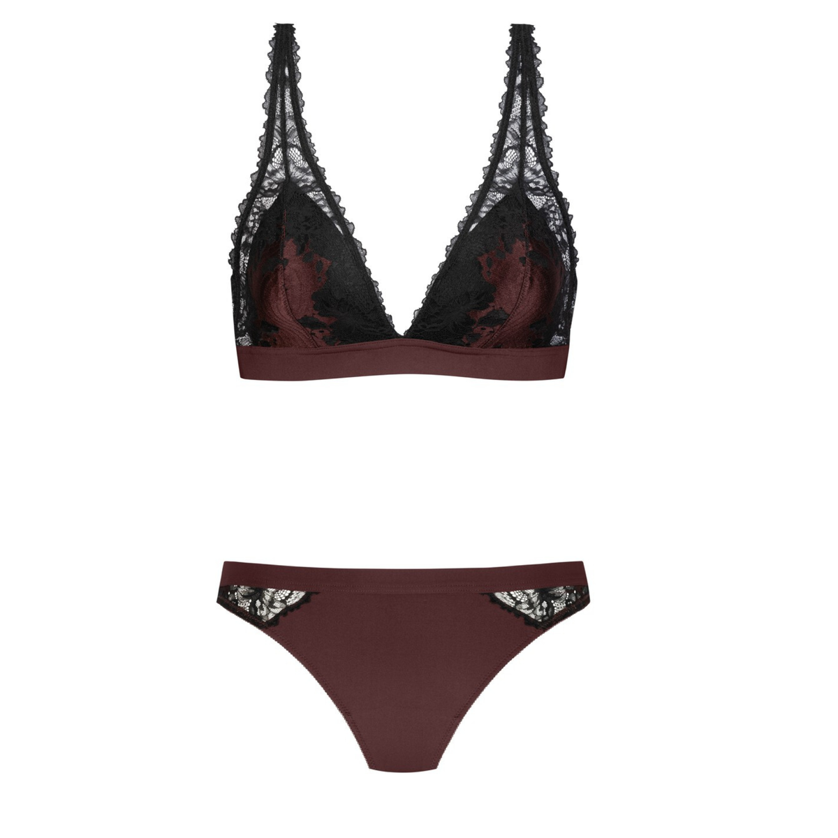 Hot Maroon Triangle Bra & Brief Set