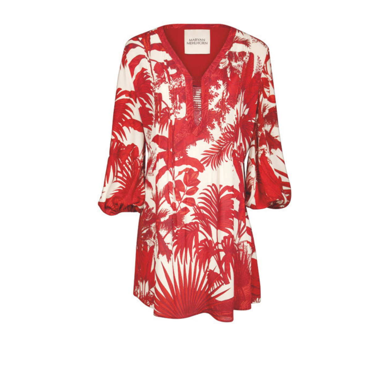 Palmeria Cream And Red Tunic