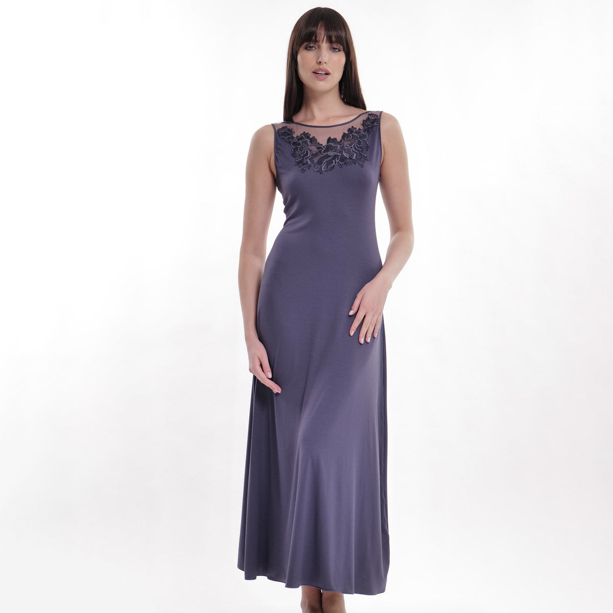 Dark Blue Modal Long Nightdress