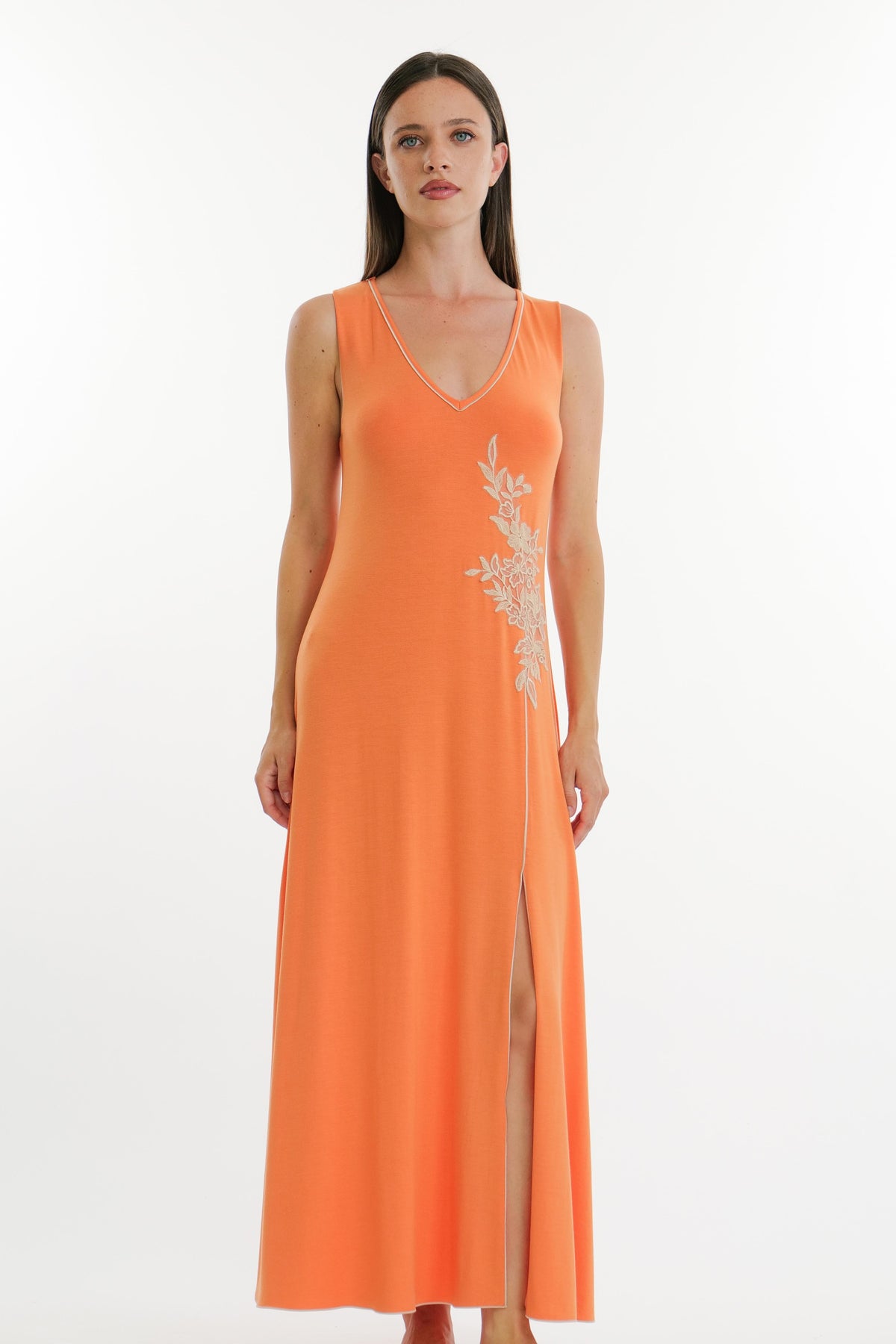 Orange and Cream Long Nightgown