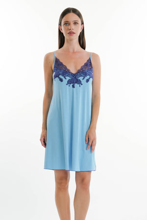 Pale Blue and Navy Strappy Chemise