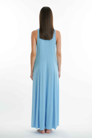 Pale Blue and Navy Long Nightgown