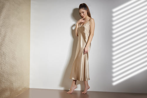 Long Sand Silk Chemise