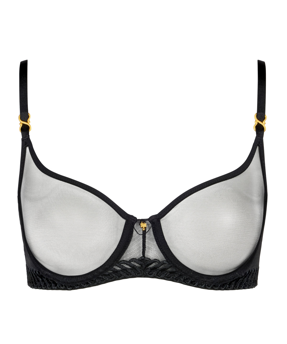 Sheer Emotion Black Underwired Half Cup Bra Black