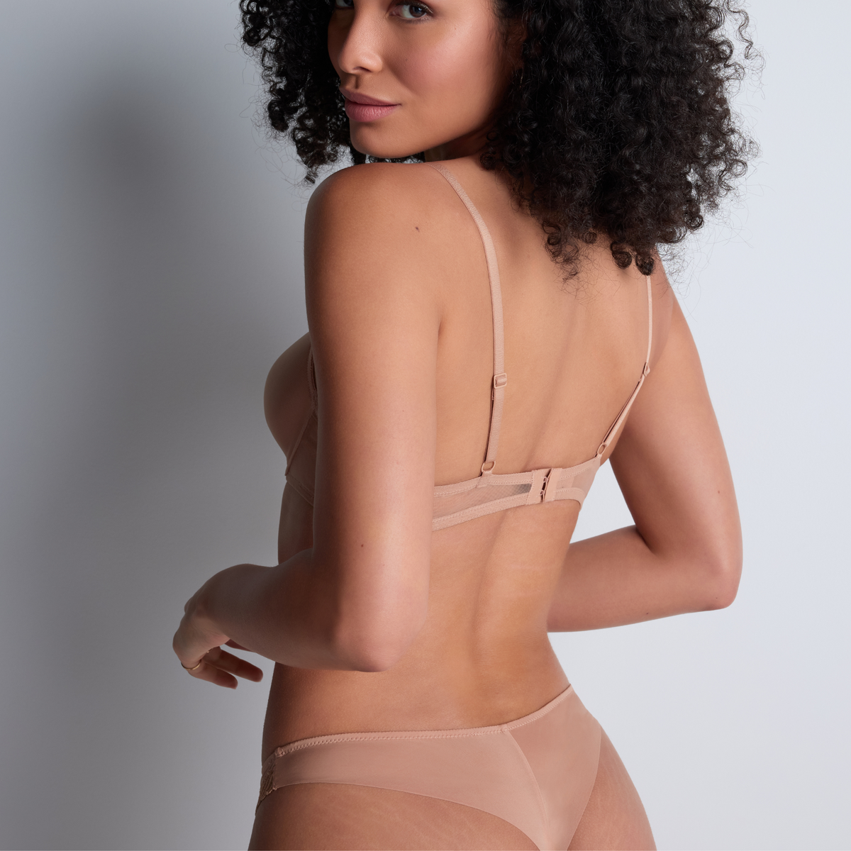 Sheer Emotion Sand Underwired Triangle Bra & Tanga