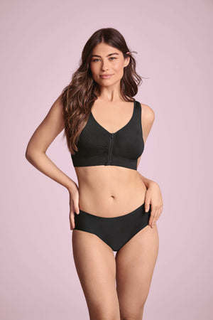 Lynn Black Soft Bra Medium Support Front Fastener Zip