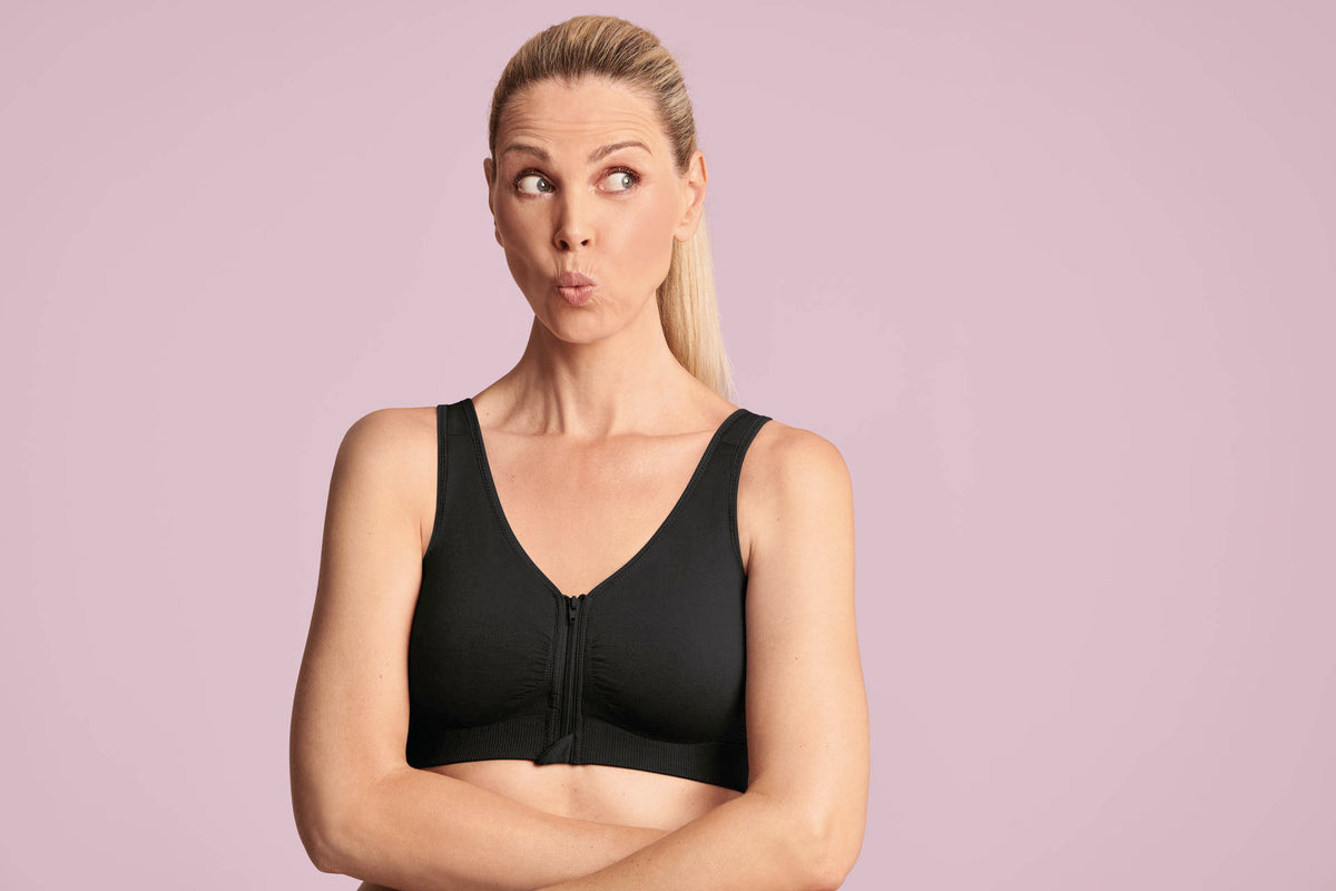 Lynn Black Soft Bra Medium Support Front Fastener Zip
