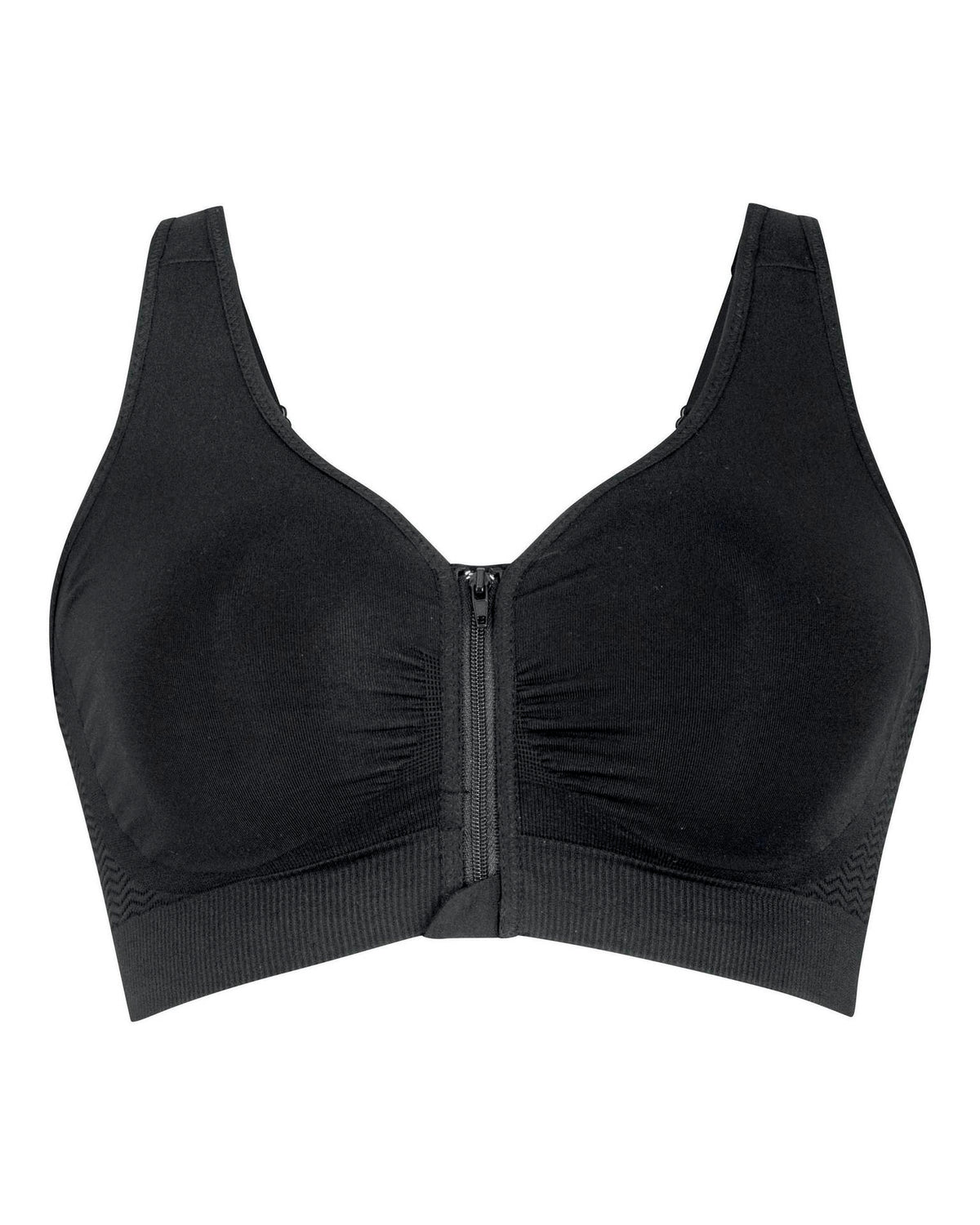 Lynn Black Soft Bra Medium Support Front Fastener Zip