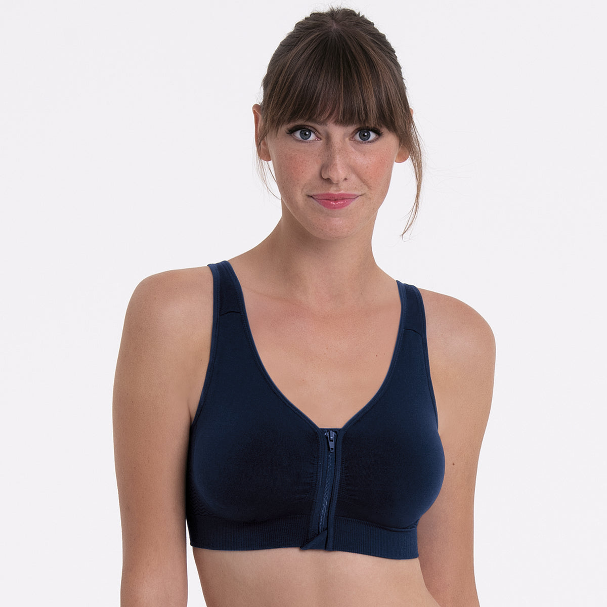 Lynn Maritime Blue Soft Bra Medium Support Front Fastener Zip
