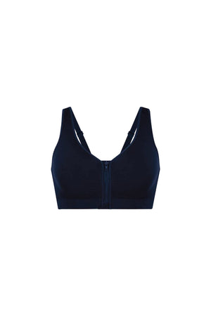 Lynn Maritime Blue Soft Bra Medium Support Front Fastener Zip