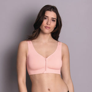 Lynn Lotus Pink Soft Bra Medium Support Front Fastener Zip