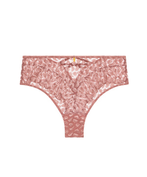 Pink lace high brief on a white background