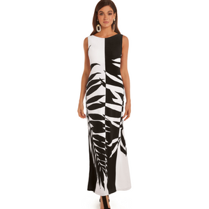 Black and White Duna Long Dress