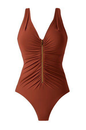 Razzle Dazzle Zipt Copper Swimsuit