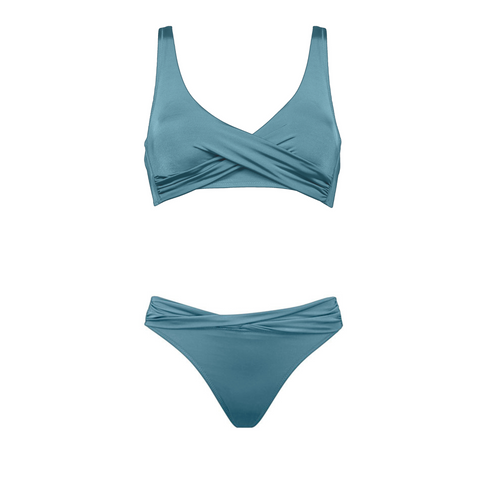 Shimmering Solids Bikini Spring Water Blue