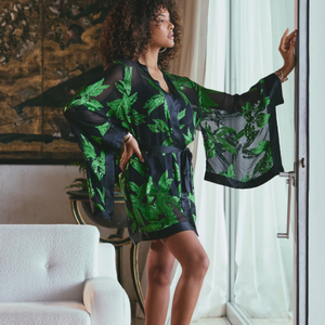 Ambre Black and Green Robe